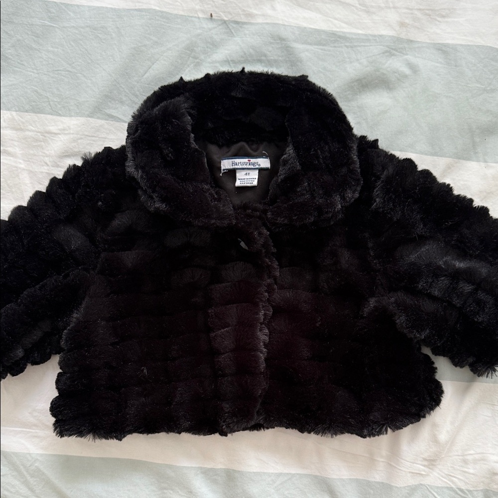 Hartstrings Plush Black Kids Crop Jacket